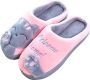 Geweo Home Sloffen Pantoffels Open Sloffen Koraal Fleece Pantoffels Dames Antislip Leuk Katje Kerstmis Kerstfeest Christmas Gift Blauw - Thumbnail 4