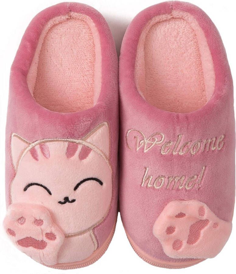 Geweo Pantoffels Sloffen Open Sloffen -Fluffy Slippers Dicht Sloffen Rood