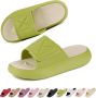 Geweo Slippers EVA Badslippers Unisex Verdikte Klittenband Super Zacht aan je Voeten Anti-Slip en Stevig Voetbed Anti-lawaai Geel en Groen - Thumbnail 1