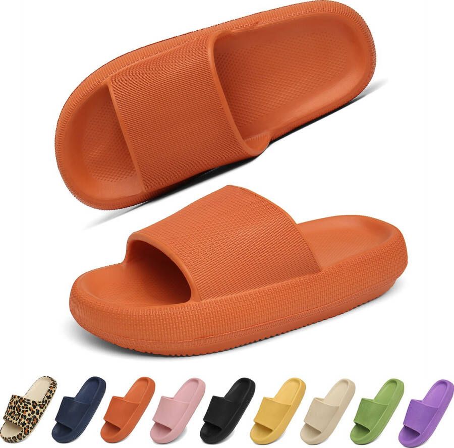 Geweo EK 2024 Oranje Slippers EVA Badslippers Unisex Verdikte Lichtgewicht Super Zacht aan je Voeten Anti-Slip en Stevig Voetbed Anti-lawaai Oranje