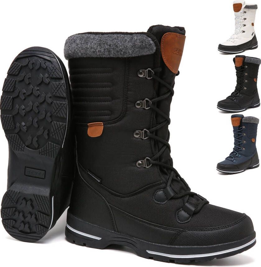 Geweo Snowboots Dames Sneeuwlaarzen Waterdicht Winterlaarzen Wandelschoenen Zwart