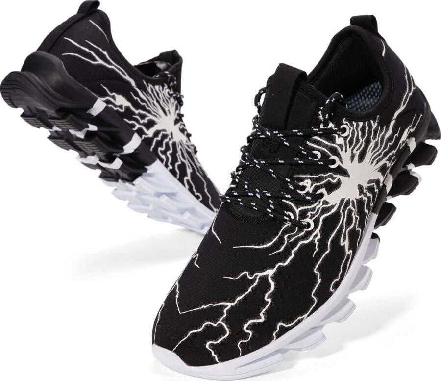 Geweo Sportschoenen Heren Fitnessschoenen Atletiek Gym Joggingsneakers Kerstmis Kerstfeest Christmas Gift Zwart Wit