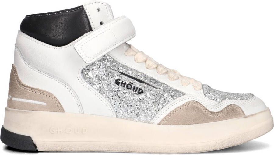 GHOUD Hoge Sneakers Dames Glitter Mid Sneaker Maat: 41 Materiaal: Leer Kleur: Zilver