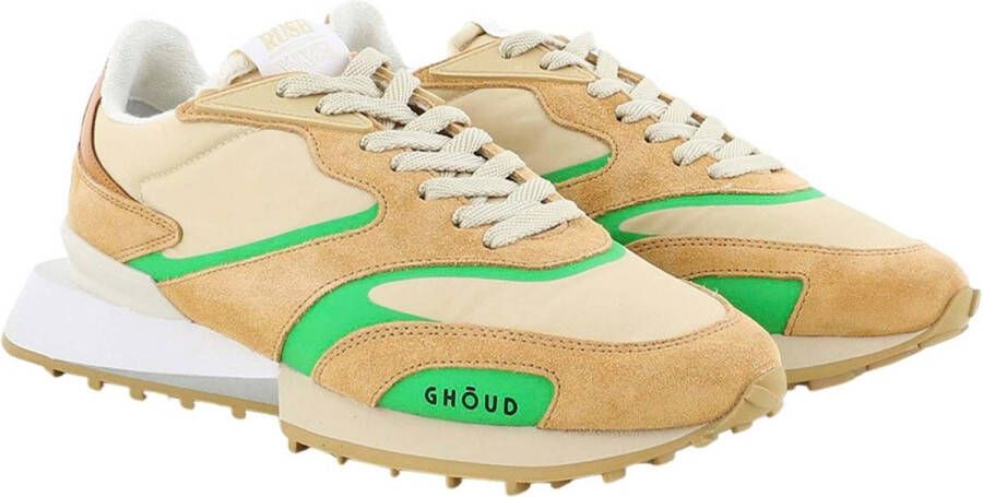 Ghoud Stijlvolle Camel Lage Sneakers met Groene Accenten Bruin Dames - Foto 2