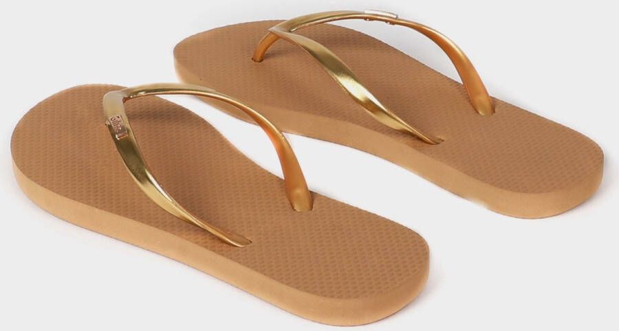 Giliss Fashion Giliss Slippers GOLD SLIM serie Sepia bruin & Gouden strap