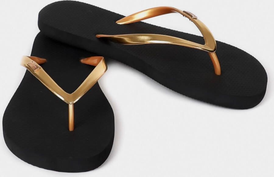 Giliss Fashion Giliss Slippers GOLD SLIM serie Raven zwart & Gouden strap - Foto 1