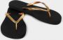 Giliss Fashion Giliss Slippers GOLD SLIM serie Raven zwart & Gouden strap - Thumbnail 1