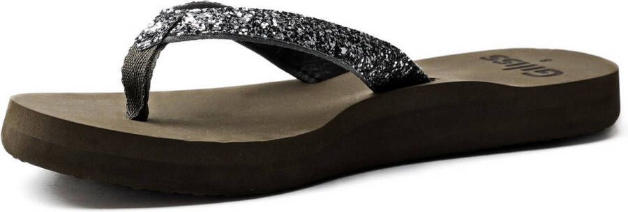 Giliss Fashion Giliss Slippers Crystal serie Olijf groen & Pearl river strap