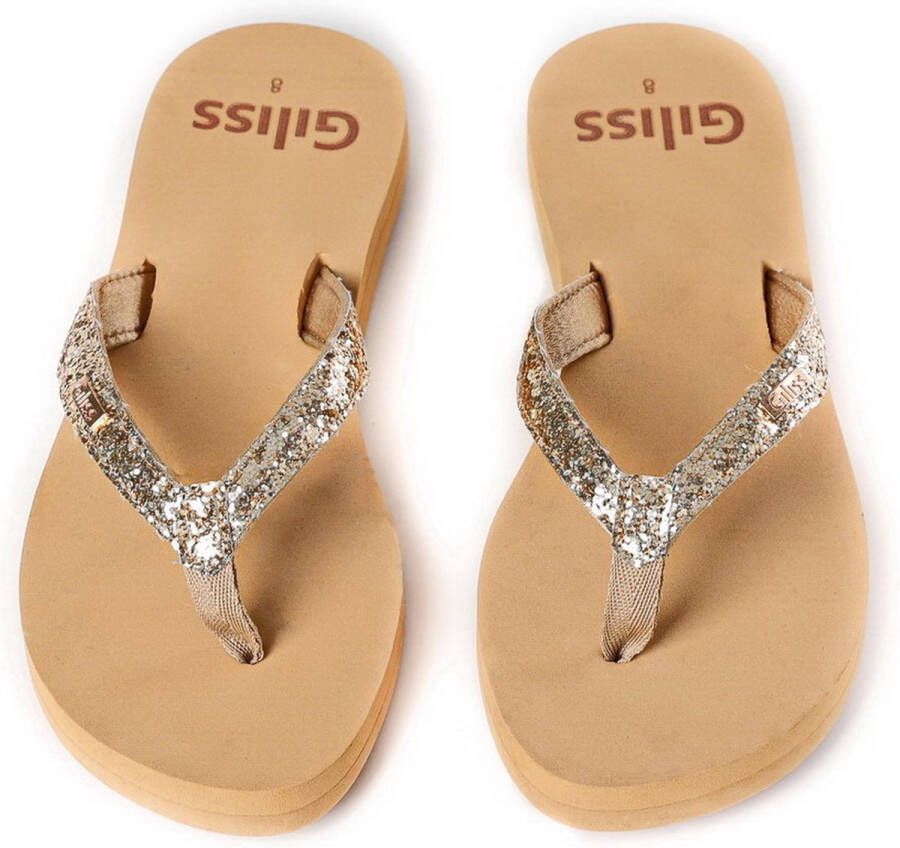 Giliss Fashion Giliss Slippers Crystal serie Sepia bruin & Gold crush strap