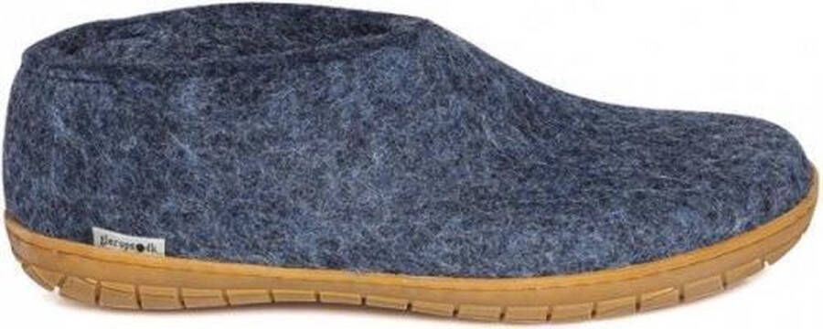 Glerups pantoffel van wolvilt met rubber zool Denim