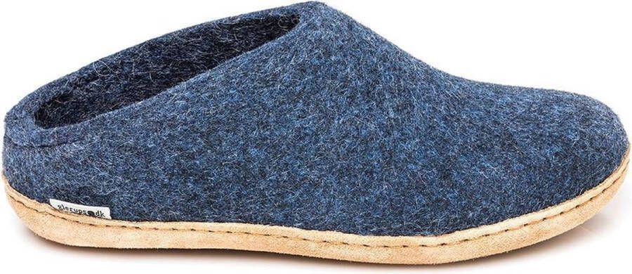 Glerups Denim Slip-On met Leren Zool Blue