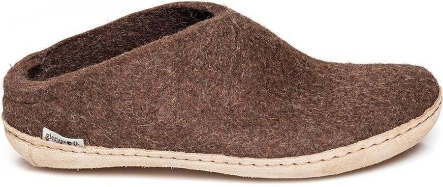 Glerups Slipper met leren zool-Bruin