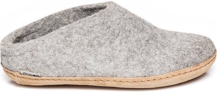 Glerups Slipper met leren zool-Grijs