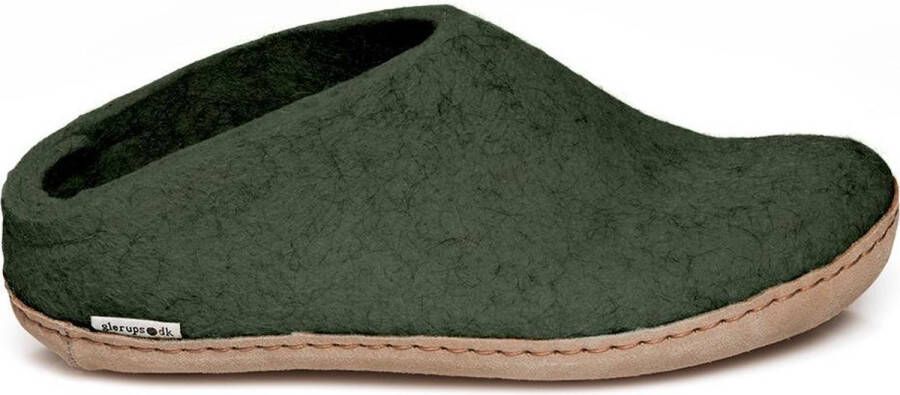 Glerups Slipper met leren zool-Groen