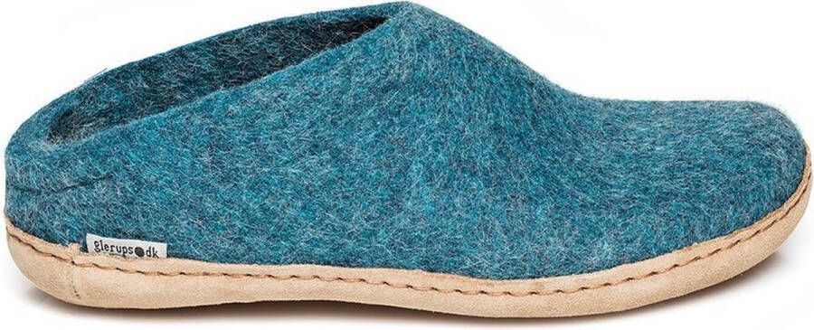 Glerups Slipper met leren zool-Petrol