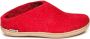 Glerups Slipper met leren zool-Rood - Thumbnail 1