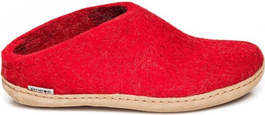 Glerups Slipper met leren zool-Rood