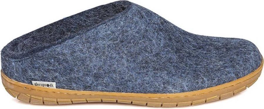 Glerups Slipper met rubber zool-Blauw