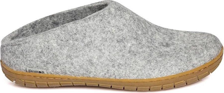 Glerups Slipper met rubber zool-Grijs