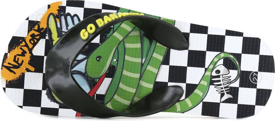 Go Banana's Flipflops Jongens Black White Green | Go Banana'