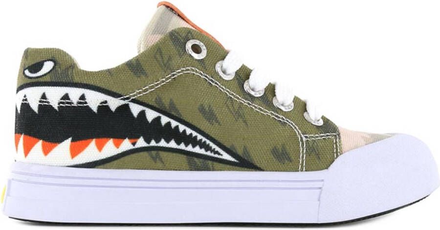 Go Banana's Shark sneakers kaki Grijs Jongens Textiel Dierenprint 34 - Foto 3