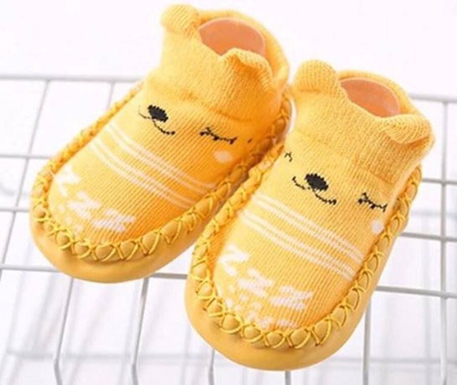 Go Gadget Baby Schoentjes Baby slofjes Loopsokjes Zachte bodem Anti Slip Katoen Geel 13 cm - Foto 1