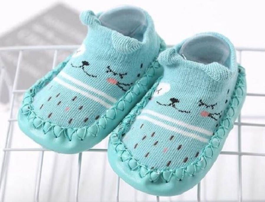 Go Gadget Baby Schoentjes Baby slofjes Loopsokjes Zachte bodem Anti Slip Katoen Groen 12 cm - Foto 1