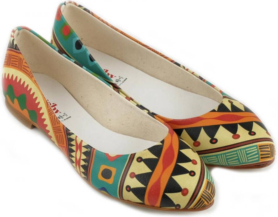 GOBY Afrikan Patroon Ballerinas Flats Hoge kwaliteit Handmade Meisjesprint