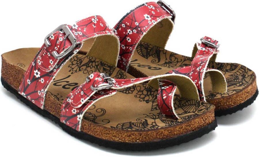 GOBY Bloemen Rode Slippers Sandalen Handgemaakt Premium Kwaliteit