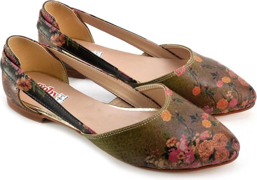 GOBY Boeket Schilderij Ballerinas Flats Hoge kwaliteit Handmade Meisjesprint