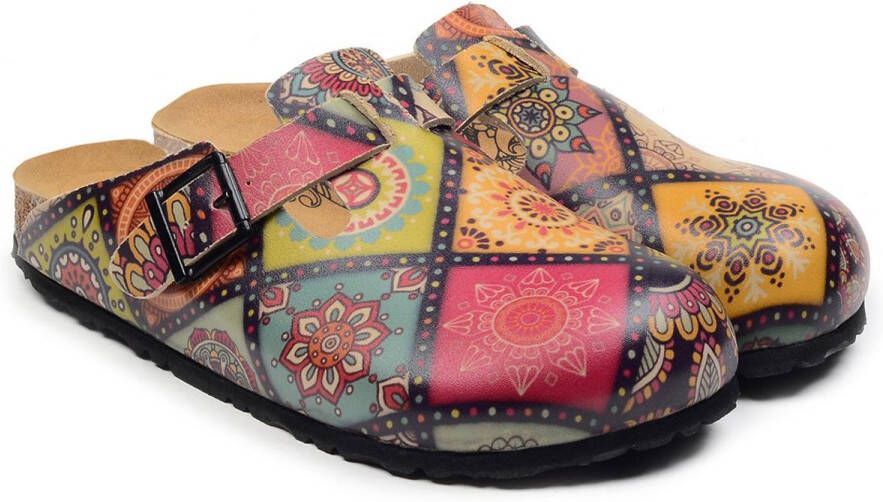 GOBY Boho Dreams Dames Clogs Handgemaakt Kleurrijk Patroon