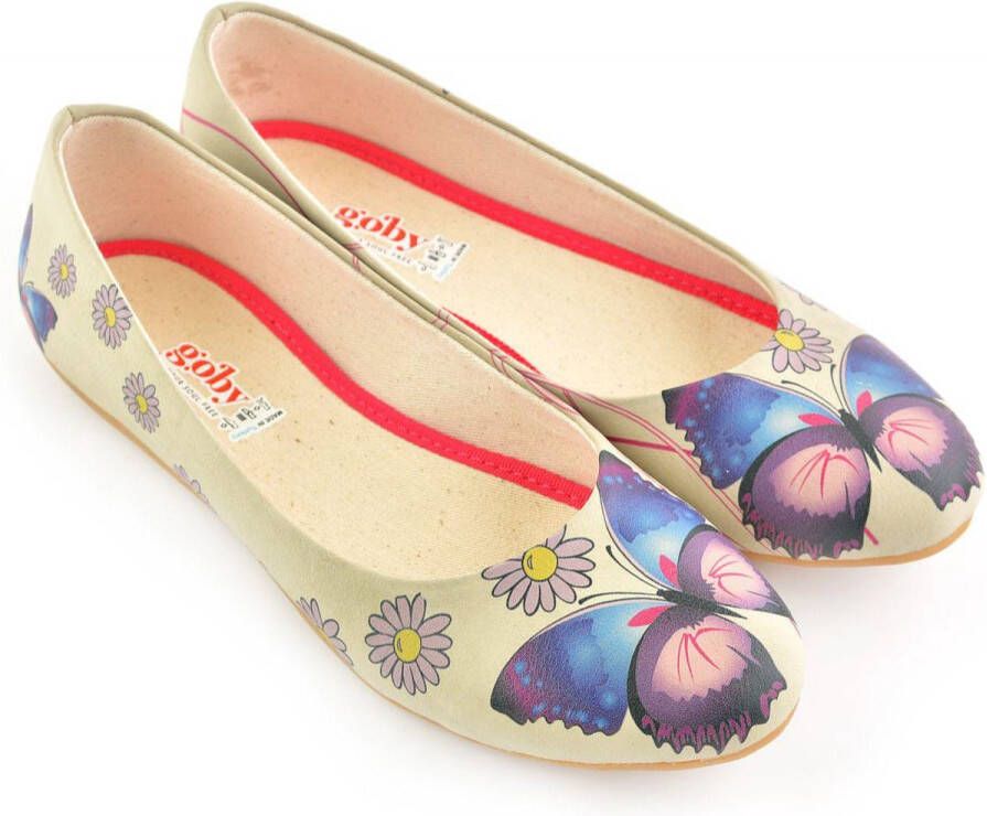 GOBY Butterfly Ballerinas Flats Hoge kwaliteit Handmade Meisjesprint