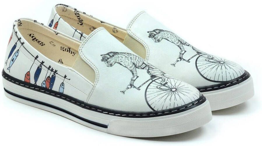 GOBY Cat On Bike Schoenen Sneakers Hoge kwaliteit Handmade Meisjesprint