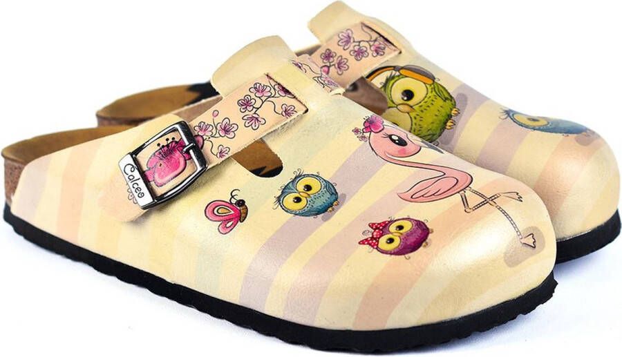 GOBY Clogs met Baby Flamingo Design Handgemaakt Hoge Kwaliteit