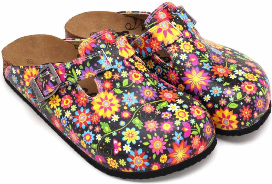 GOBY Clogs met Bloemenprint Handgemaakt Premium Kwaliteit