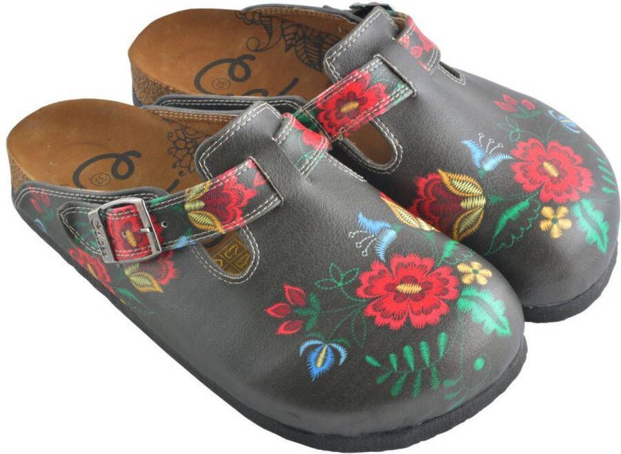 GOBY Clogs met Bloemenprint Handgemaakt Premium Kwaliteit