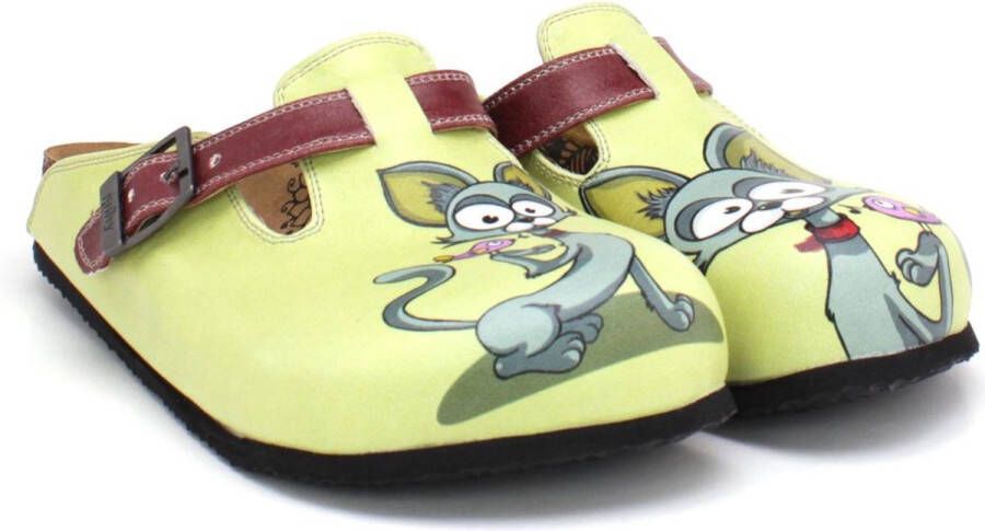 GOBY Clogs met Cat & Bird Handgemaakt Hoge Kwaliteit