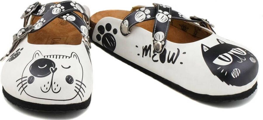 GOBY Clogs met Chille Kattenprint Handgemaakt Premium Kwaliteit