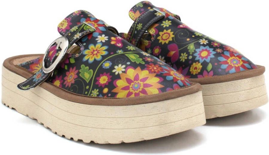 GOBY Clogs met Colored Flowers Handgemaakt Hoge Kwaliteit