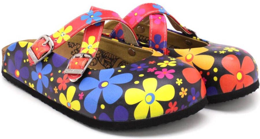 GOBY Clogs met Colorful Flowers Handgemaakt Hoge Kwaliteit