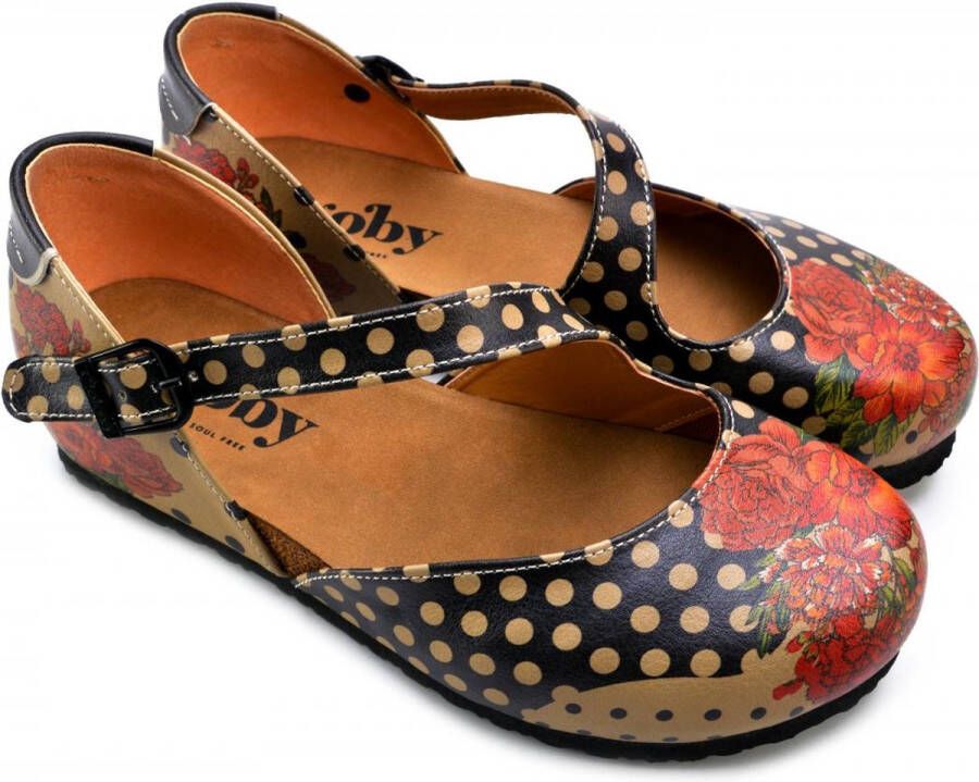 GOBY Clogs met Dotted Flowers Design Handgemaakt Hoge Kwaliteit