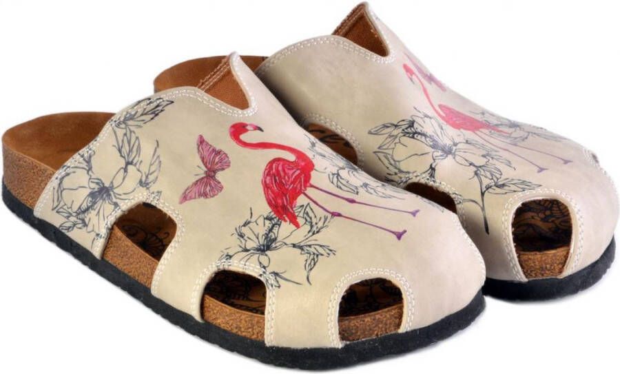 GOBY Clogs met Flamingo Handgemaakt Premium Kwaliteit