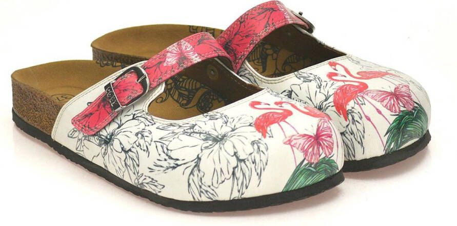 GOBY Clogs met Flamingo's Handgemaakt Premium Kwaliteit