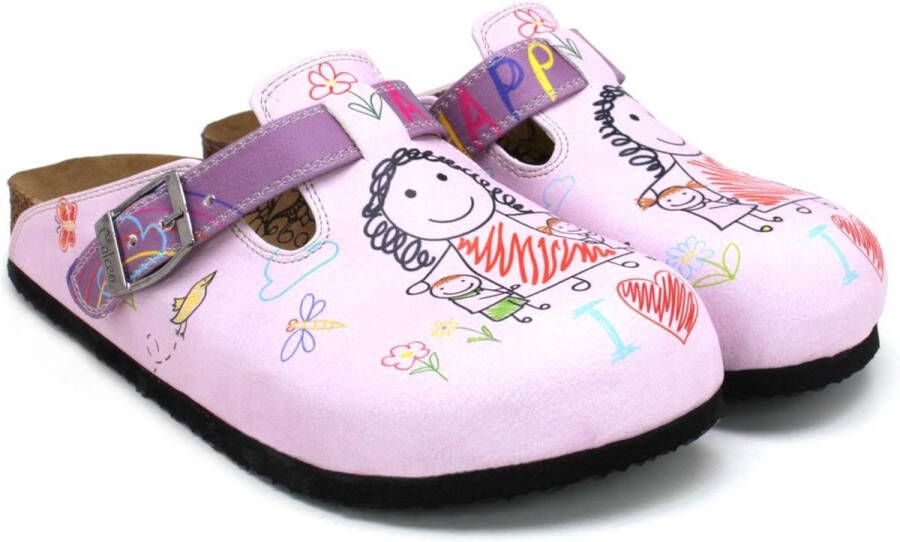 GOBY Clogs met Happy Print Handgemaakt Premium Kwaliteit