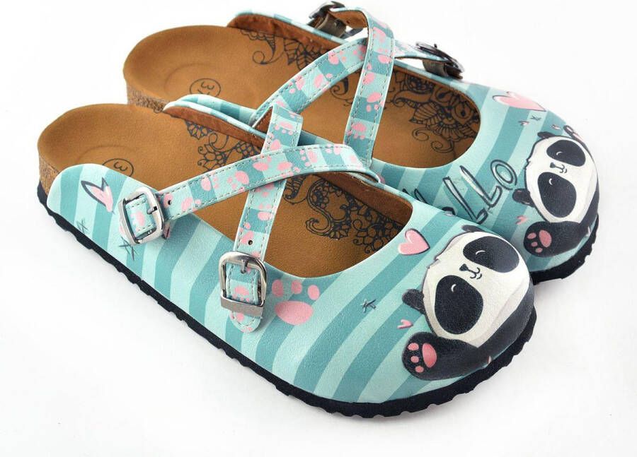 GOBY Clogs met Hello Panda Print Handgemaakt Hoge Kwaliteit