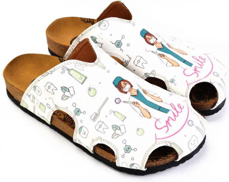 GOBY Clogs met Smile Print Handgemaakt Premium Kwaliteit