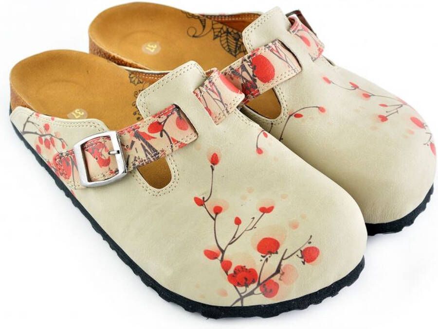 GOBY Clogs Bloemen Op Tak Gekleurd Patroon Hoge kwaliteit Handmade