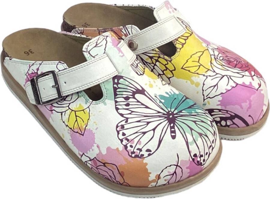 GOBY Clogs met Vlinderprint Handgemaakt Premium Kwaliteit