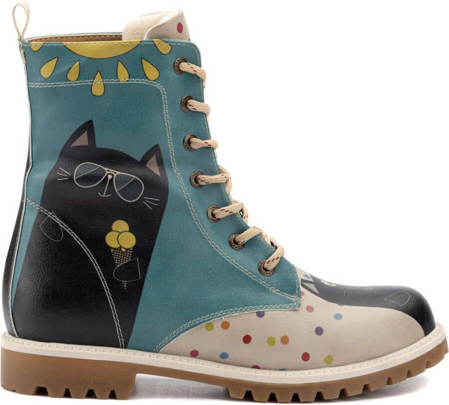 GOBY Colourfull Cat Boots Laars Laarzen Damesboots Dames laarzen Longboots Handmade Dierenprint