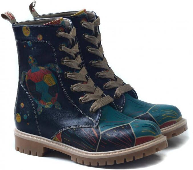 GOBY Cosmic Turtle Dames Veterboots Handgemaakt Vegan Leer